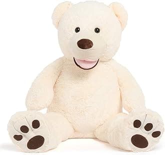 Giant Teddy Bear, 39inch Large Stuffed Animals with Big Footprints Plush Stuffed Bears Gifts for Kids, Beige