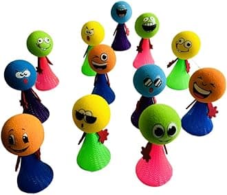 Birthday Boutique | Birthday Return Gifts for Kids Party | 12pcs Smiley Emoji Jumping Elf Toys | for Boys and Girls | Birthday Party Favors and Return Gifts | Multicolour (Pack of 12)