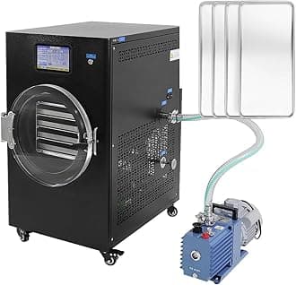 HNZXIB Benchtop Freeze Dryer, 4 Trays Freeze Drying Machine, Food Freeze Dryer for Fruits & Meat, Pet Food, with Rotary Vane Vacuum Pump for Home Hobbyist & Small Business