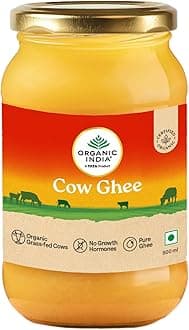 - A TATA Product - Organic India Pure Cow Ghee, 500ml, Lab Tested on 600+ Parameters, Certified Organic, Glass Bottle, Sourced from Organically Fed Cows, Authentic Taste, Rich in Healthy Fat