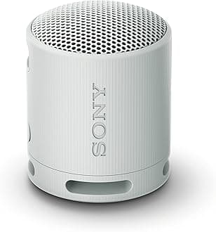 Sony SRS-XB100 Wireless Bluetooth Portable Lightweight Super-Compact Travel Speaker, Durable IP67 Waterproof & Dustproof Shower Speaker, 16 Hr Battery, Versatile Strap, Hands-free Calling, Light Gray