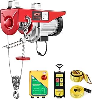 Electric Hoist, 1760 lbs 120V Electric Winch with 328 ft Wireless Remote Control, 40 ft Single Cable Lifting Height, Single/Double Slings, Emergency Stop, Lift Hoist for Garage Warehouse Factory