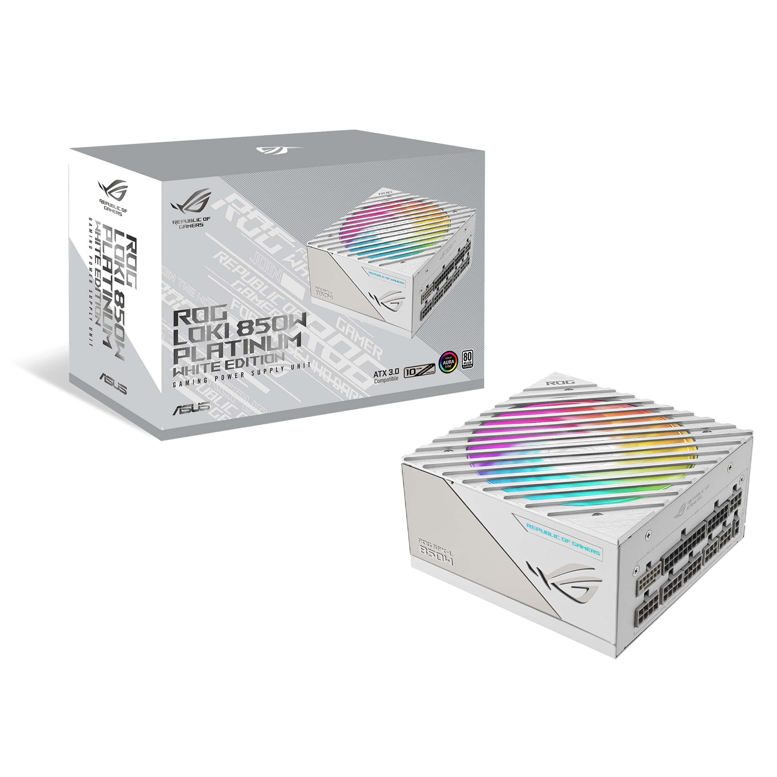 ROG Loki SFX-L 850W Platinum White Edition (Fully Modular Power Supply, 80+ Platinum, 120mm PWM ARGB Fan, Aura Sync, ATX 3.0 Compatible, PCIe 5.0 Ready, 10 Year Warranty)