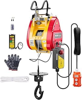 VEVOR Electric Winch 500kg Capacity, 1800W Portable Electric Winch, Lifting Height 30m, 11m/min with Wired and Wireless Remote Control, for Garage, Factory,