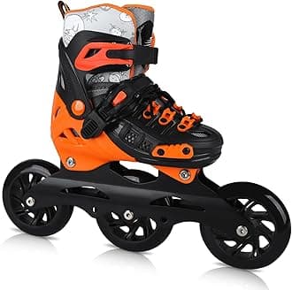 Inline Skates, 3 Wheels 100mm | 4 Sizes Adjustable Inline Speed Skates for Kids, Boys, Girls, Teens - Professional Outdoor Fitness Performance Inline Skates