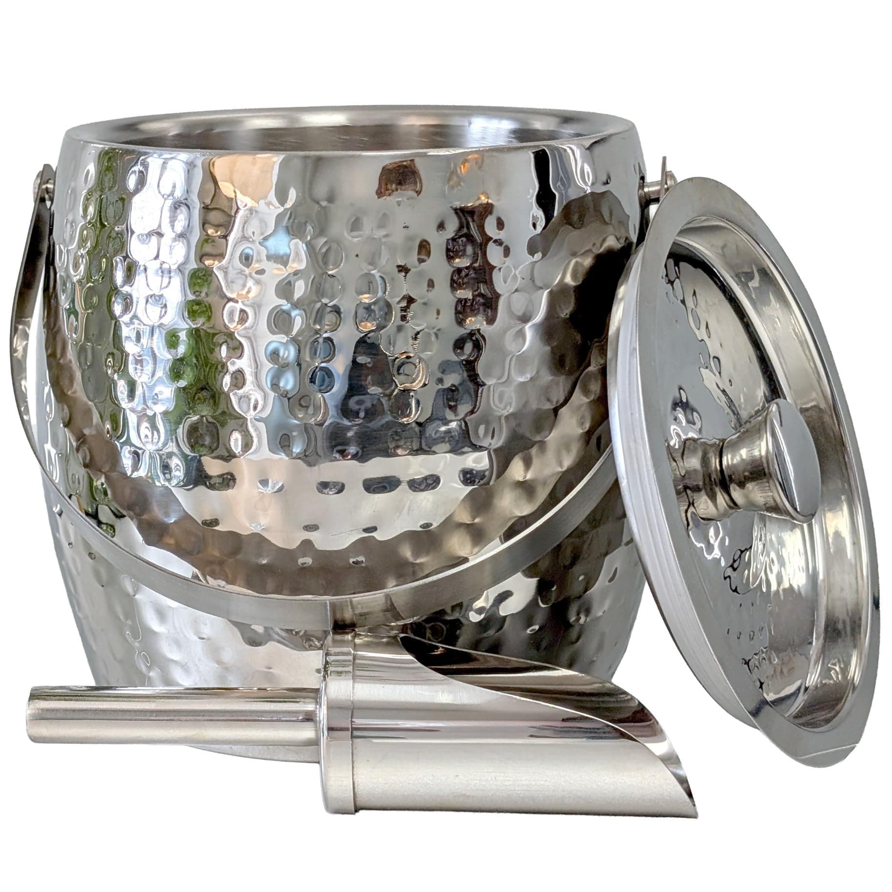 BREKX 3QT Insulated Ice Bucket with Lid and Scoop for Parties - Iceberg Anchored Wine Chiller/Champagne Bucket for Cocktail Bar, Metal Bucket with Lid, Ice Bin to Chill Ice with Small Scoop