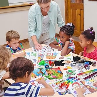 BenLouis 96Pcs Kids Party Favors Mini Coloring Books Crayon Slap Bracelets Stickers Set Bulk for Kids 4-8-12 Classroom Birthday Gifts Goodie Bags Pinata Stuffers School Rewards Crafts Supplies