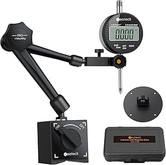 Digital Dial Indicator Gauge and Magnetic Base Set with Storage Case 0-1 inch/25.4mm,0.01mm/0.0005" Inch/Metric Conversion Measuring Tool for 3D Printer Lathe Workshop CNC Machine-Black