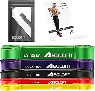 Boldfit Heavy Resistance Band for Exercise & Stretching (Yellow, Red, Black, Purple and Green)