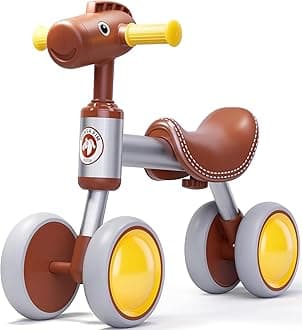 PerKidern Baby Balance Bike for 1-2 Year Old Boy Girl, Balance Bike for 12-24 Months 4 Wheels Toddler Balance Bike, Baby Bike 1+ Years Toy First Birthday Gifts