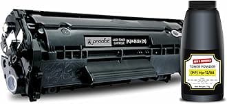 ProDot 12A Toner Cartridge & Powder Set Replaces HP Q2612A Canon 303/703/FX-9/FX-10 Compatible with HP 1010-1020/1315-3030 Canon LBP2900/3000/L100 I 1500 Page Yield I 1 Yr Warranty (1 Set)