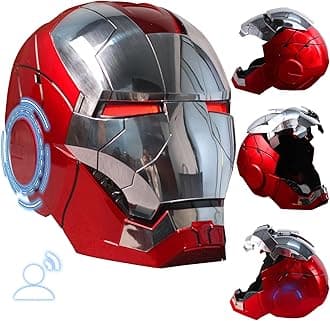 Iron-Man Helmet Electronic MarK 5 Helmet Voice Control/Sensing Open/Close Suitcase Armor With Sounds & LED Eyes Light Up Wearable Super Hero Movie 1:1 model Prop For Christmas Halloween.
