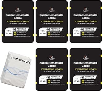 First Aid Advanced Quick Clot Combat Gauze - Flexible Hemostatic Gauze - Stop The Bleed kit Faster Wound Packing with Quick Clotting Medical Gauze - Survival Kit Supplies - 3" x 12.5' (CT-Gauze-5)