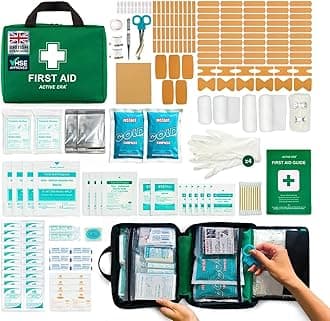 220 Piece Premium First Aid Kit Bag - Includes 2 x Cold (Ice) Packs and Emergency Blanket for Home, Office, Car, Caravan, Workplace, Travel and Sports